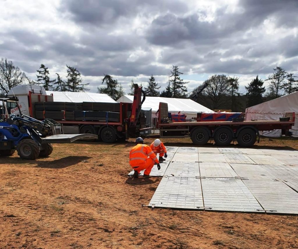 Workers installing on site